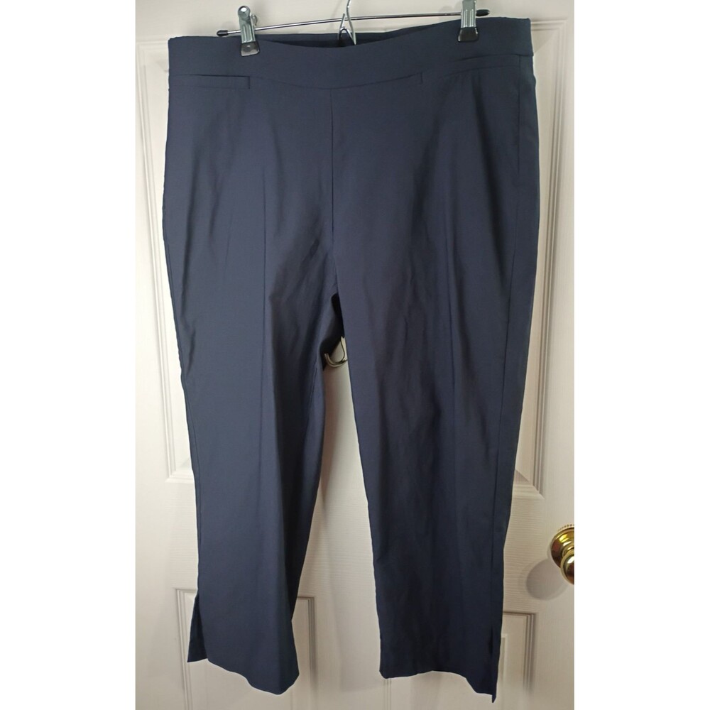 Jones & Company Woman 1X Pullon Flat Blue Capri Slit Pants casual workwear vacay